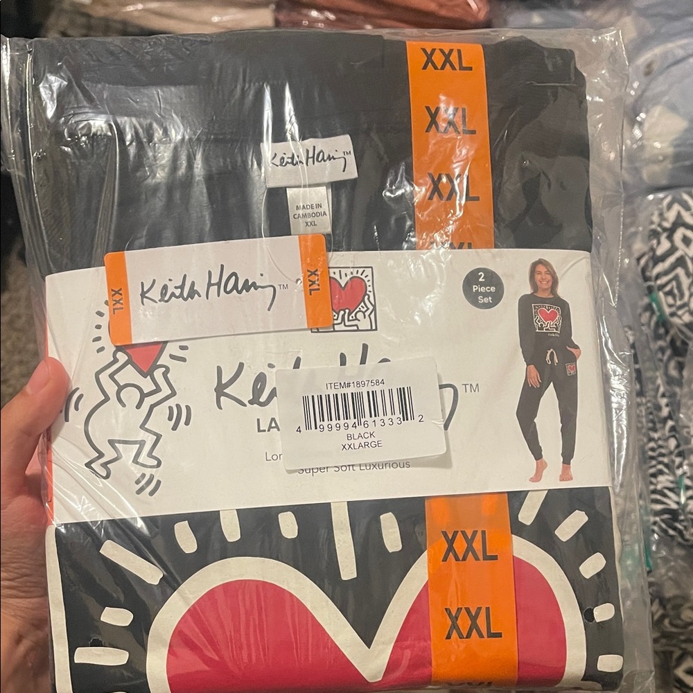 Keith Haring Black and Red Women's Track Pants & Joggers